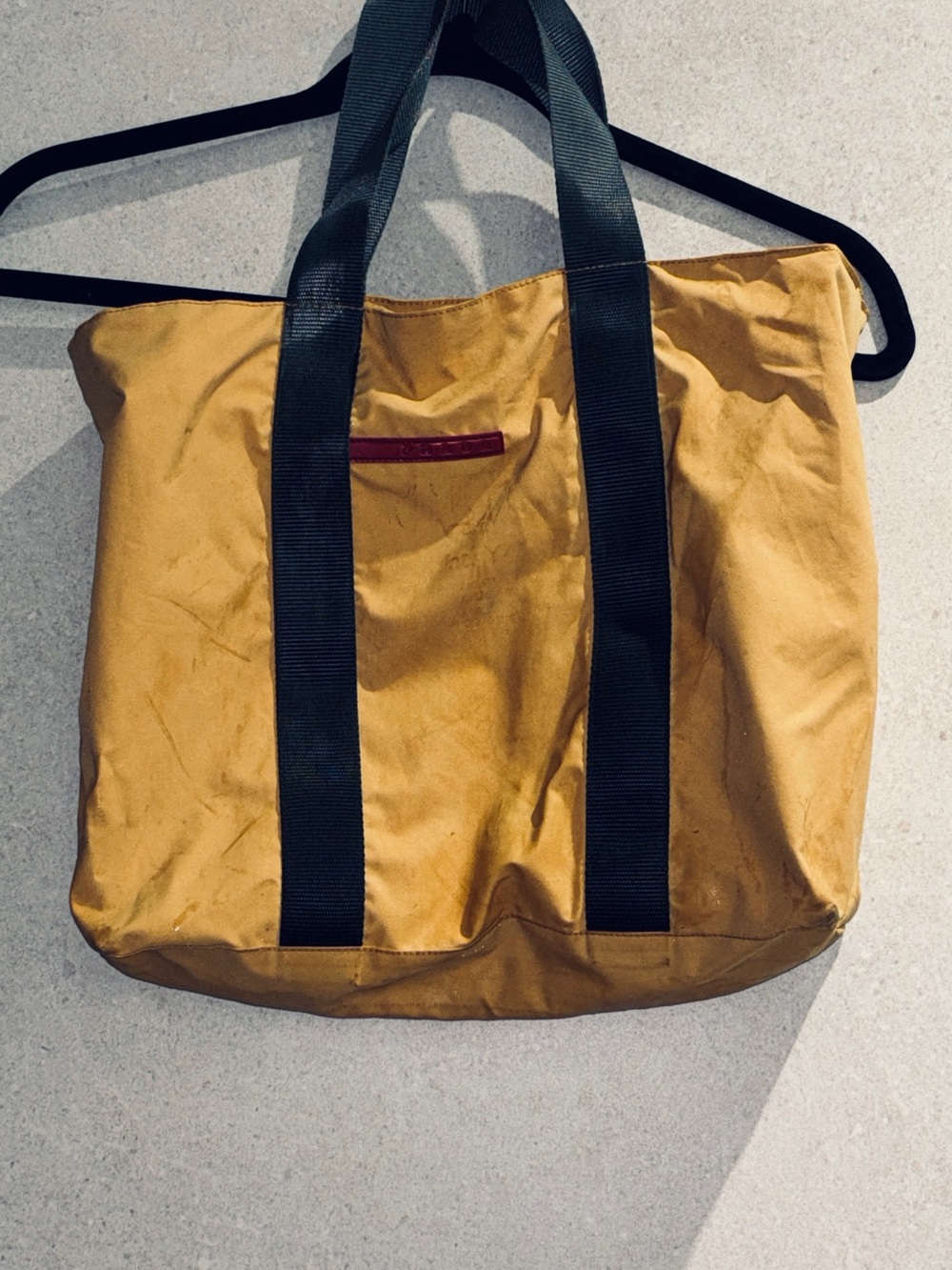 Vintage Prada 4VA106 Mustard Nylon Technical Tote Bag Made in Italy